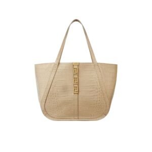 VERSACE CROC-EFFECT GRECA GODDESS LARGE TOTE BAG