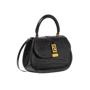 VERSACE CROC-EFFECT GRECA GODDESS TOP HANDLE BAG