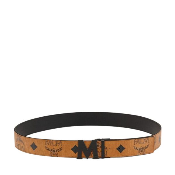 MCM CLAUS MATTE M REVERSIBLE BELT 1.75” IN MAXI VISETOS COGNAC