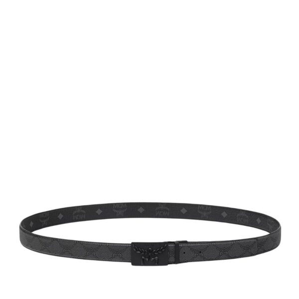 MCM HIMMEL BRASS PLATE REVERSIBLE MONOGRAM BELT GREY