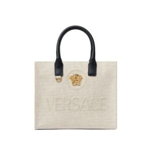 VERSACE LA MEDUSA CANVAS SMALL TOTE BAG