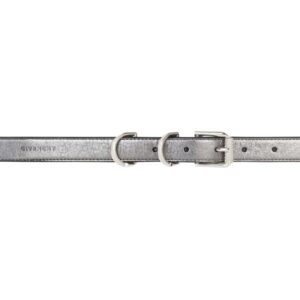 GIVENCHY VOYOU BELT IN LAMINATED LEATHER SILVERY GREY