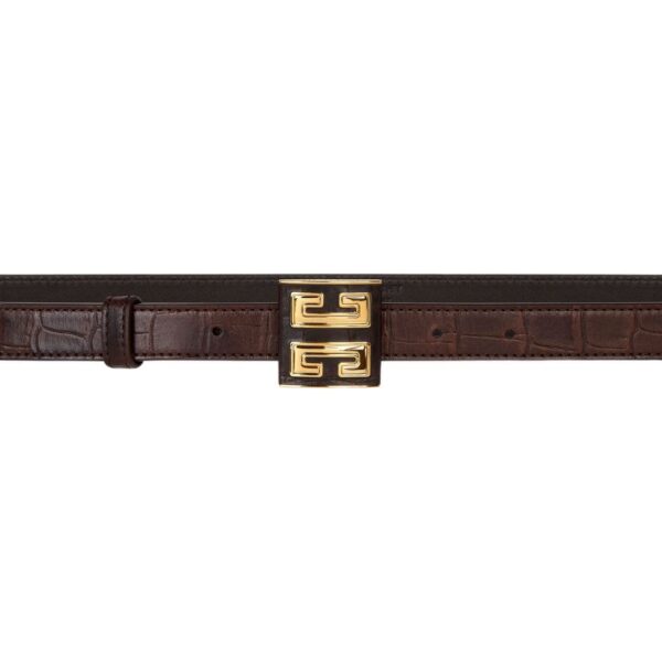 GIVENCHY 4G  BELT IN CROCODILE EFFECT LEATHER WALNUT BROWN