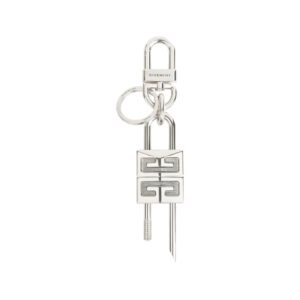 GIVENCHY 4G PADLOCK KEYRING IN METAL SILVERY