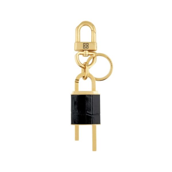 GIVENCHY 4G PADLOCK KEYRING IN METAL AND LEATHER BLACK - Image 2