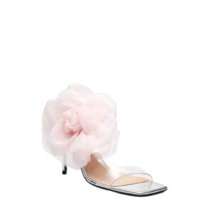 MAGDA BUTRYM ORGANZA FLOWER PVC SANDALS IN MIRROR PINK