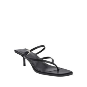 MAGDA BUTRYM LOW THONG HEEL SANDAL IN BLACK LEATHER