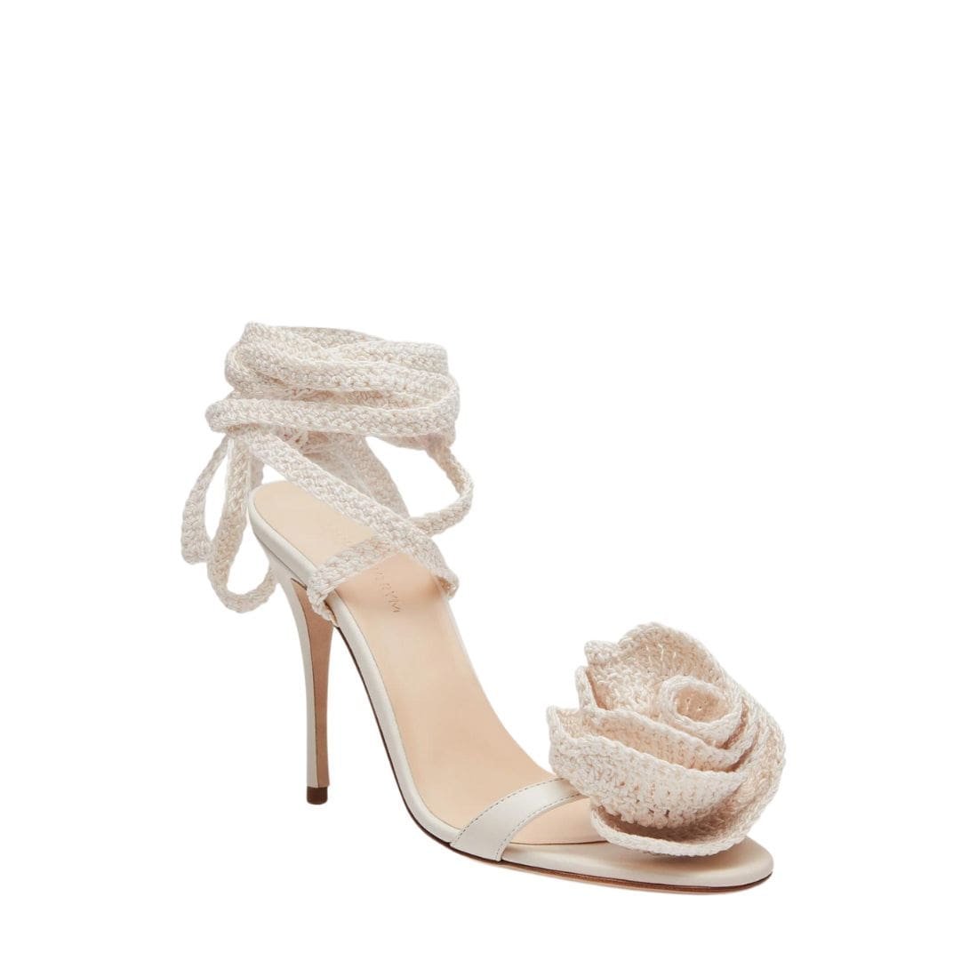 MAGDA BUTRYM CROCHET FLOWER SANDALS IN CREAM - Image 3