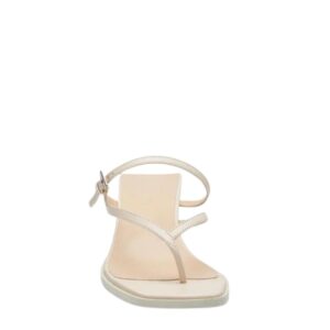 MAGDA BUTRYM LOW THONG HEEL SANDAL IN CREAM LEATHER