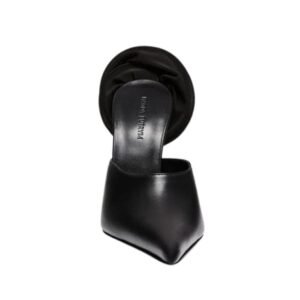 MAGDA BUTRYM POINTED FLOWER MULES IN BLACK LEATHER