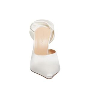 MAGDA BUTRYM POINTED FLOWER MULES IN CREAM SATIN