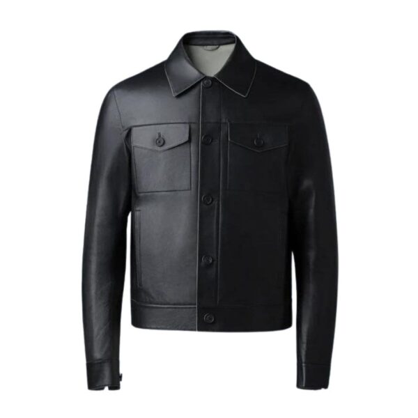 MACKAGE LINCOLN LEATHER JACKET WITH HORN BUTTONS