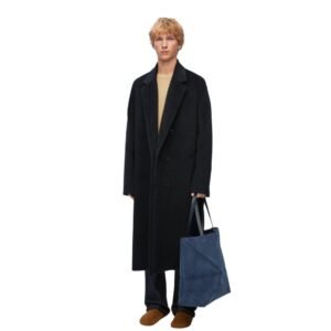 LOEWE DOUBLE BREASTED COAT IN LAMA AND WOOL