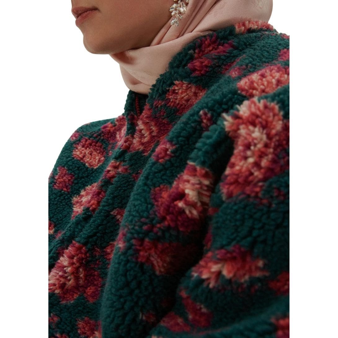MAGDA BUTRYM OVERSIZED FLEECE IN DARK GREEN FLORAL PRINT - Image 5