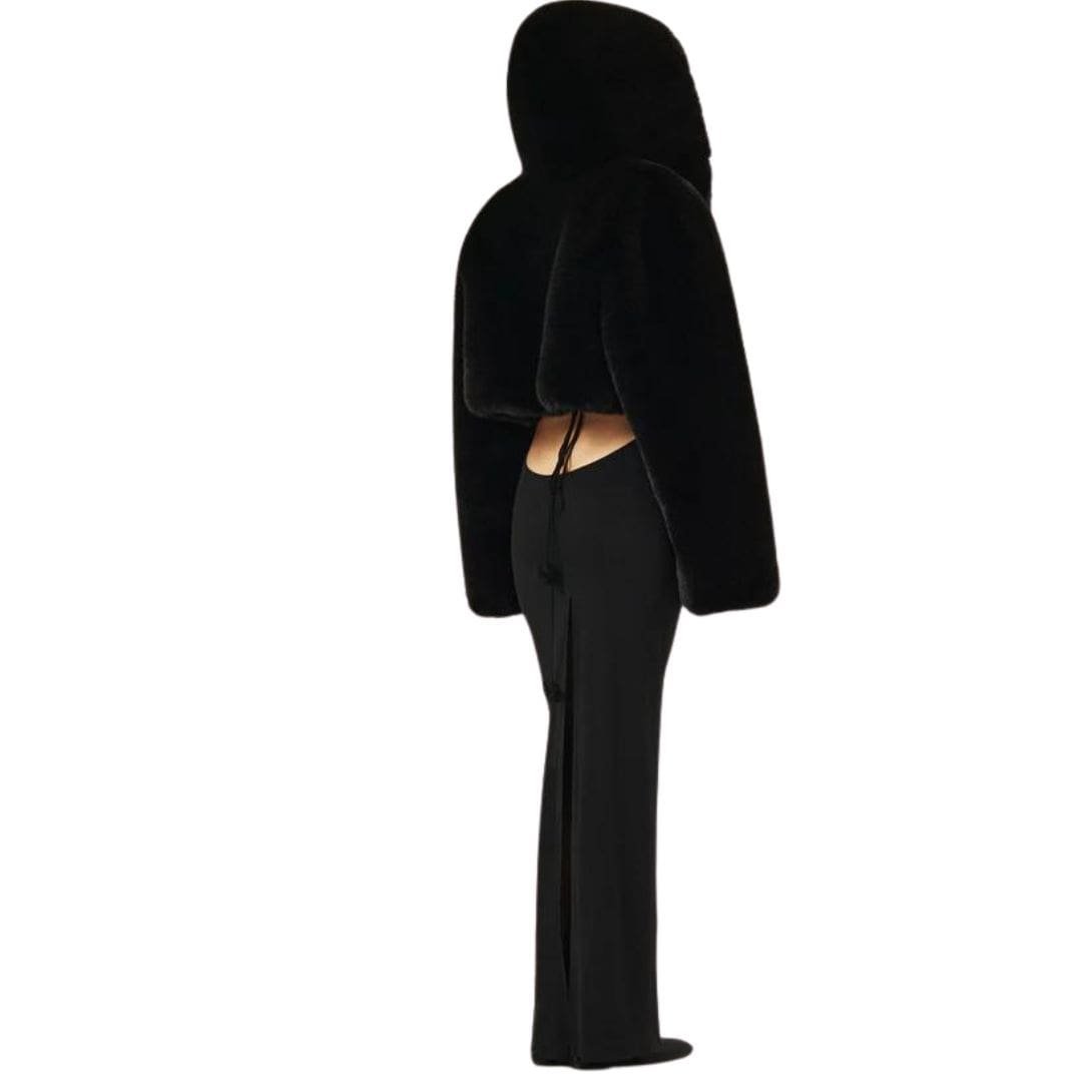 MAGDA BUTRYM FAUX FUR HOODED JACKET IN BLACK - Image 5