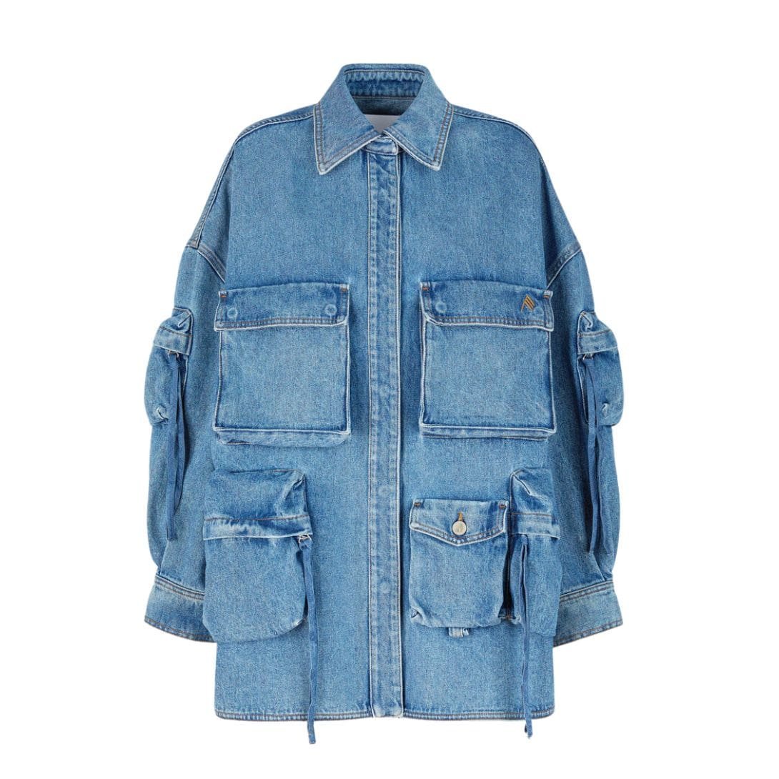 THE ATTICO FERN WASHED BLUE SHORT COAT