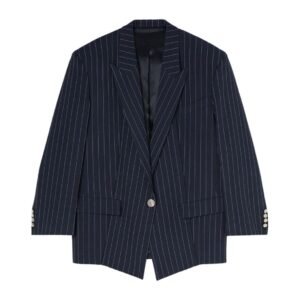 THE ATTICO GLEN BLUE NAVY AND WHITE BLAZER