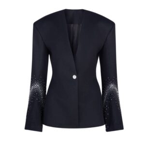 THE ATTICO BLACK AND SILVER BLAZER