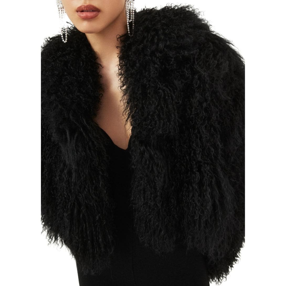 MAGDA BUTRYM SHORT SHAG SHEARLING COAT IN BLACK - Image 5