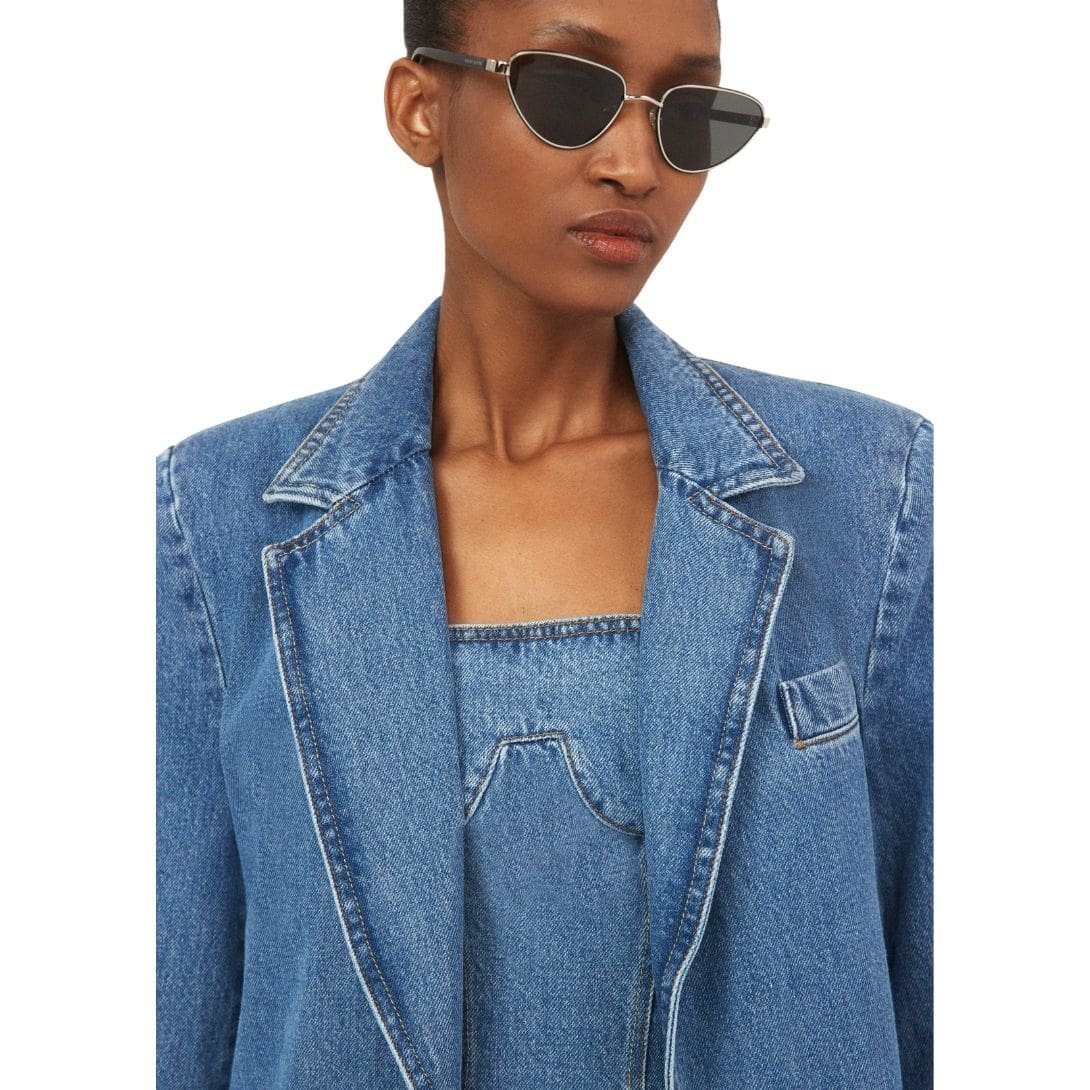 MAGDA BUTRYM BUTTON DOWN DENIM COAT IN BLUE - Image 4