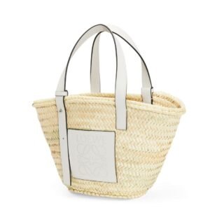 LOEWE BASKET BAG IN PALM LEAF AND CALFSKIN
