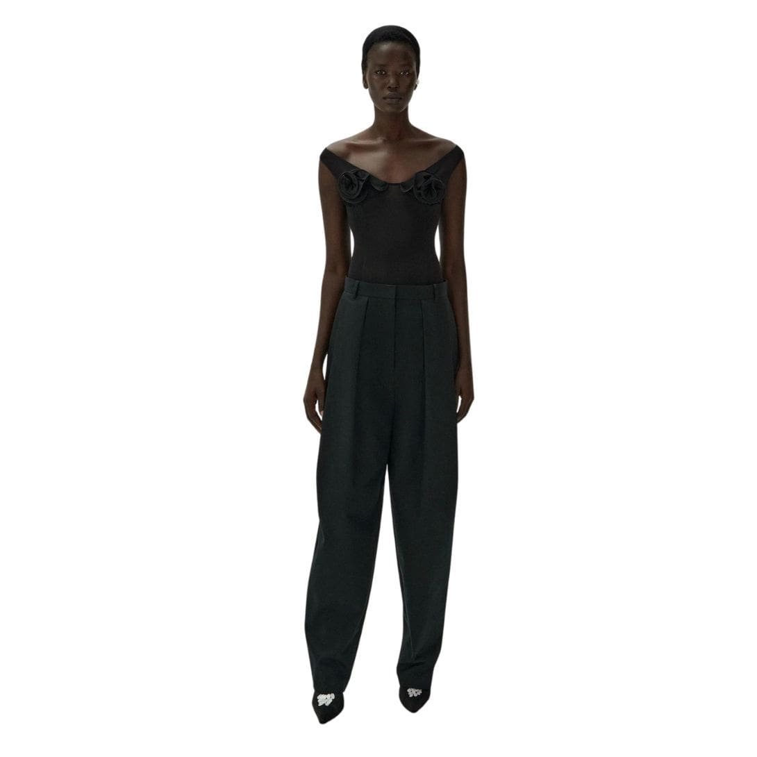 MAGDA BUTRYM TAPERED COTTON TROUSERS IN BLACK - Image 4