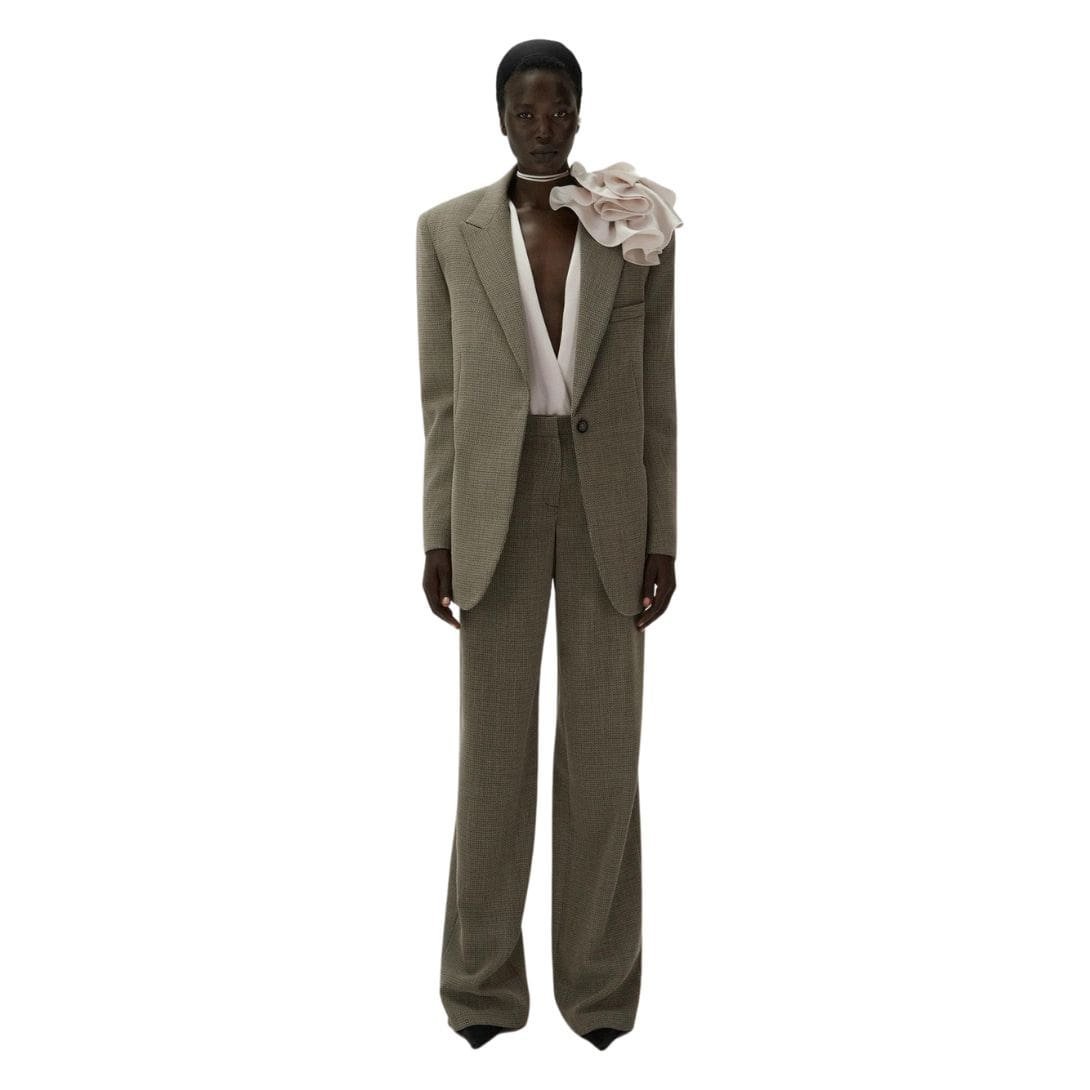 MAGDA BUTRYM OVERSIZED SINGLE BUTTON TWILL BLAZER IN GREY - Image 3