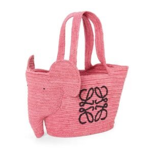 LOEWE SMALL ELEPHANT BASKET BAG IN RAFFIA
