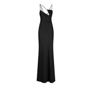 THE ATTICO MELVA BLACK LONG DRESS
