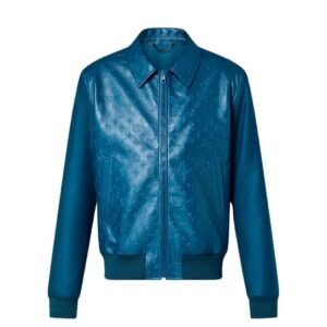 LOUIS VUITTON MONOGRAM EMBOSSED LEATHER AND WOOL BLOUSON