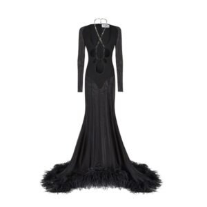 THE ATTICO “KAREN” BLACK LONG DRESS