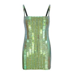 THE ATTICO ”RUE” IRIDESCENT GREEN MINI DRESS