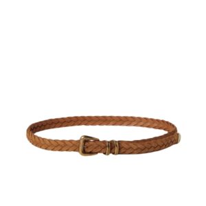 BRUNELLO CUCINELLI REVERSED CALFSKIN BRAIDED BELT WITH TIP