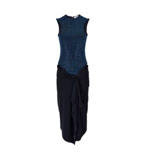 THE ATTICO ”MIRNA” BLUE AND BLACK MIDI DRESS