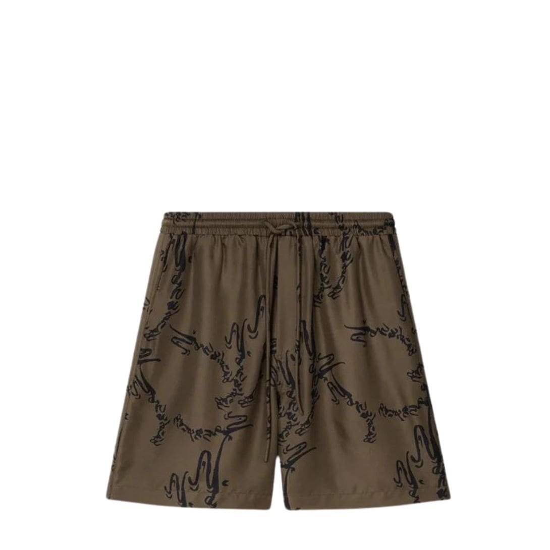 NANUSHKA DOXXI PRINTED SILK-TWILL SHORTS CALLIGRAPH KHAKI - Image 4