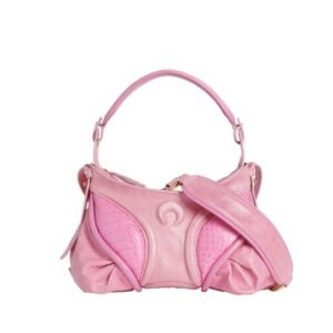 MARINE SERRE EMBOSSED LEATHER MINI FUTURA PINK