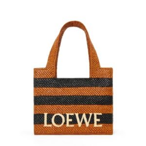 LOEWE FONT TOTE BAG IN RAFFIA