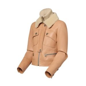LOUIS VUITTON SHEARLING COLLAR LEATHER JACKET