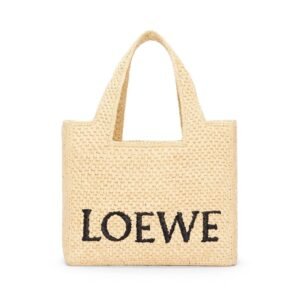 LOEWE FONT TOTE SMALL BAG IN RAFFIA