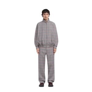MARNI ORANGE CHECKED TECH WOOL BOMBER