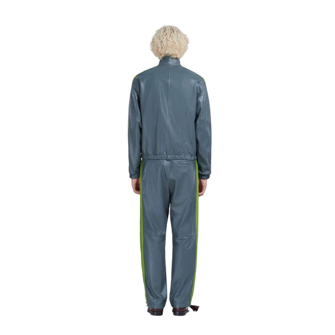 MARNI TEAL NAPPA BOMBER WITH CONTRAST STRIPES - Image 3