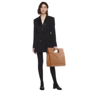 MCM Diamond Tote in Visetos Leather Mix COGNAC