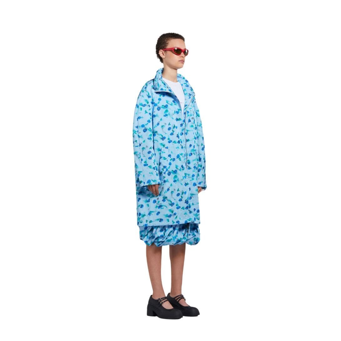 MARNI LIGHT BLUE GATHERED TAFFETA PARKA WITH REVERIE PRINT - Image 4