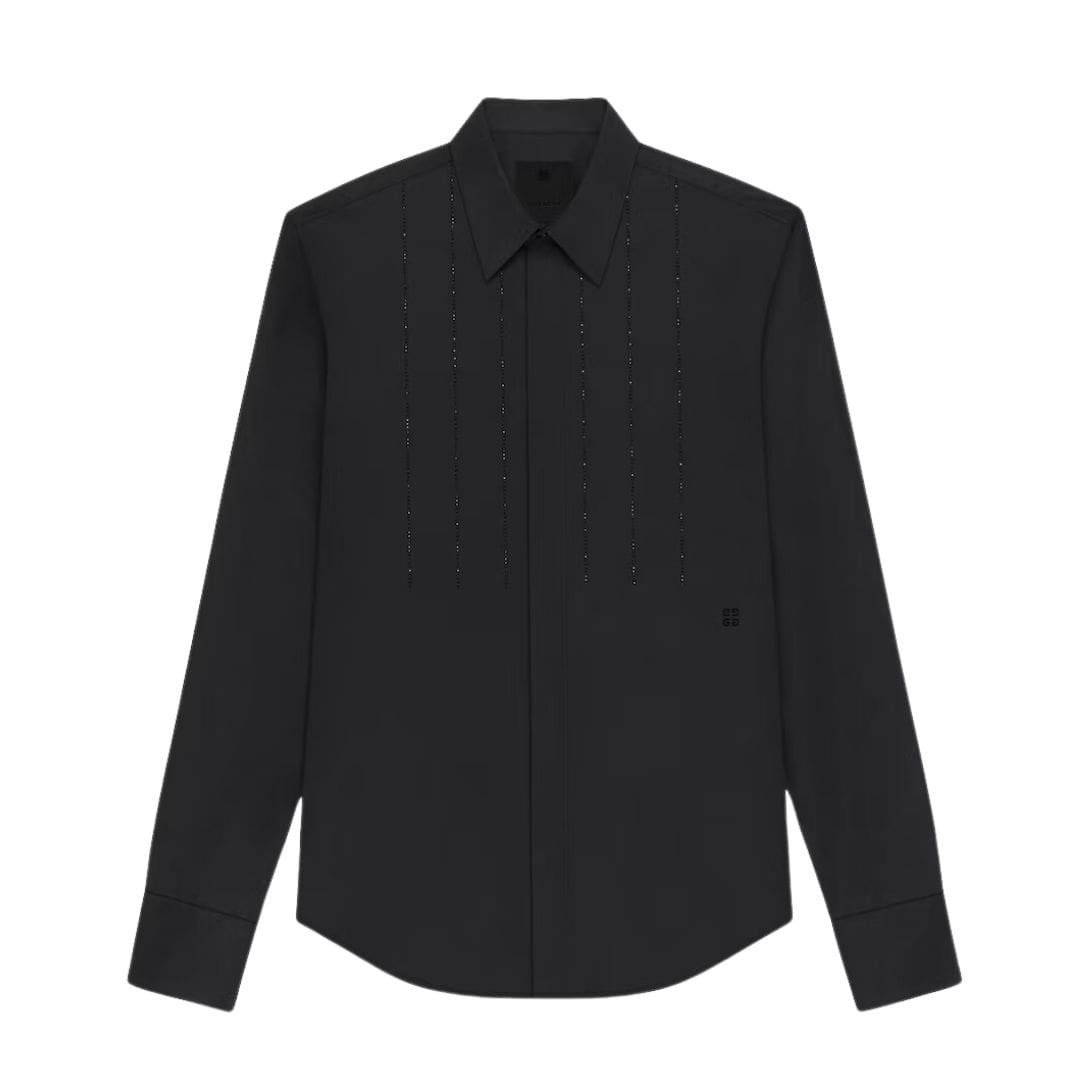 GIVENCHY SHIRT IN POPLIN WITH EMBROIDERED FRONT PANEL