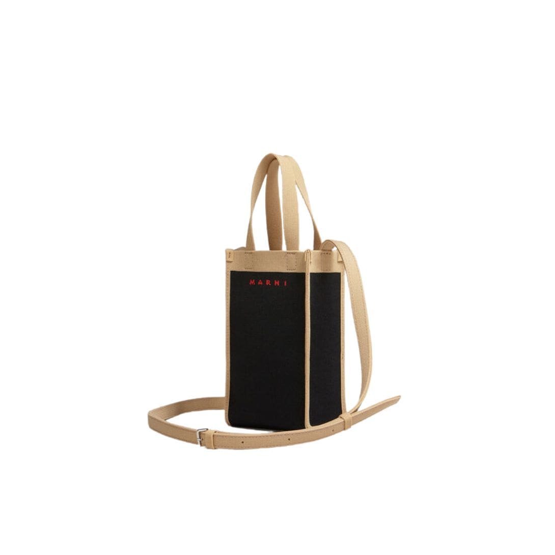 MARNI BLACK AND BEIGE JACQUARD MINI SHOULDER BAG - Image 5