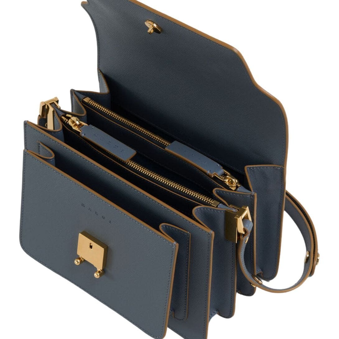 MARNI GREY SAFFIANO LEATHER MEDIUM TRUNK BAG - Image 3