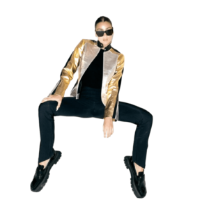 Gold Leather Jacket Women