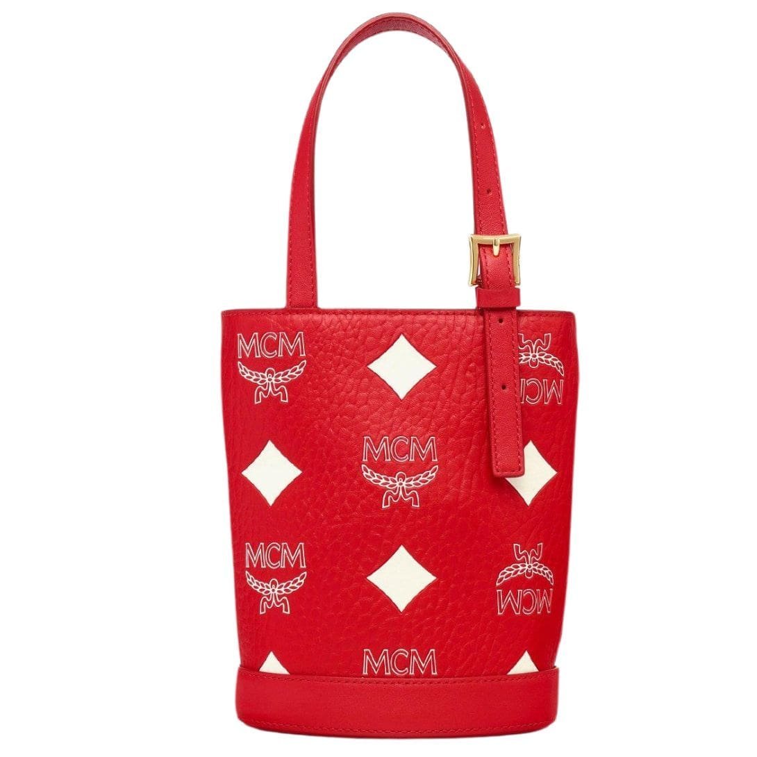 MCM Mini Aren Bucket Tote in Maxi Visetos Candy Red - Image 2