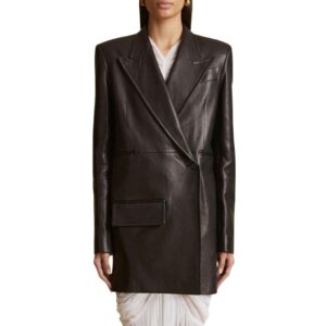 KHAITE THE JACOBSON BLAZER IN BLACK LEATHER