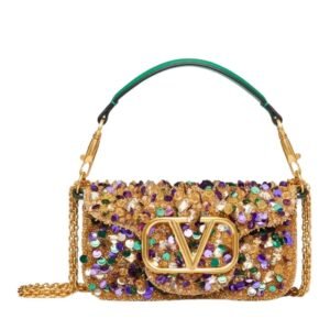 VALENTINO GARAVANI SMALL LOCÒ SHOULDER BAG WITH 3D EMBROIDERY